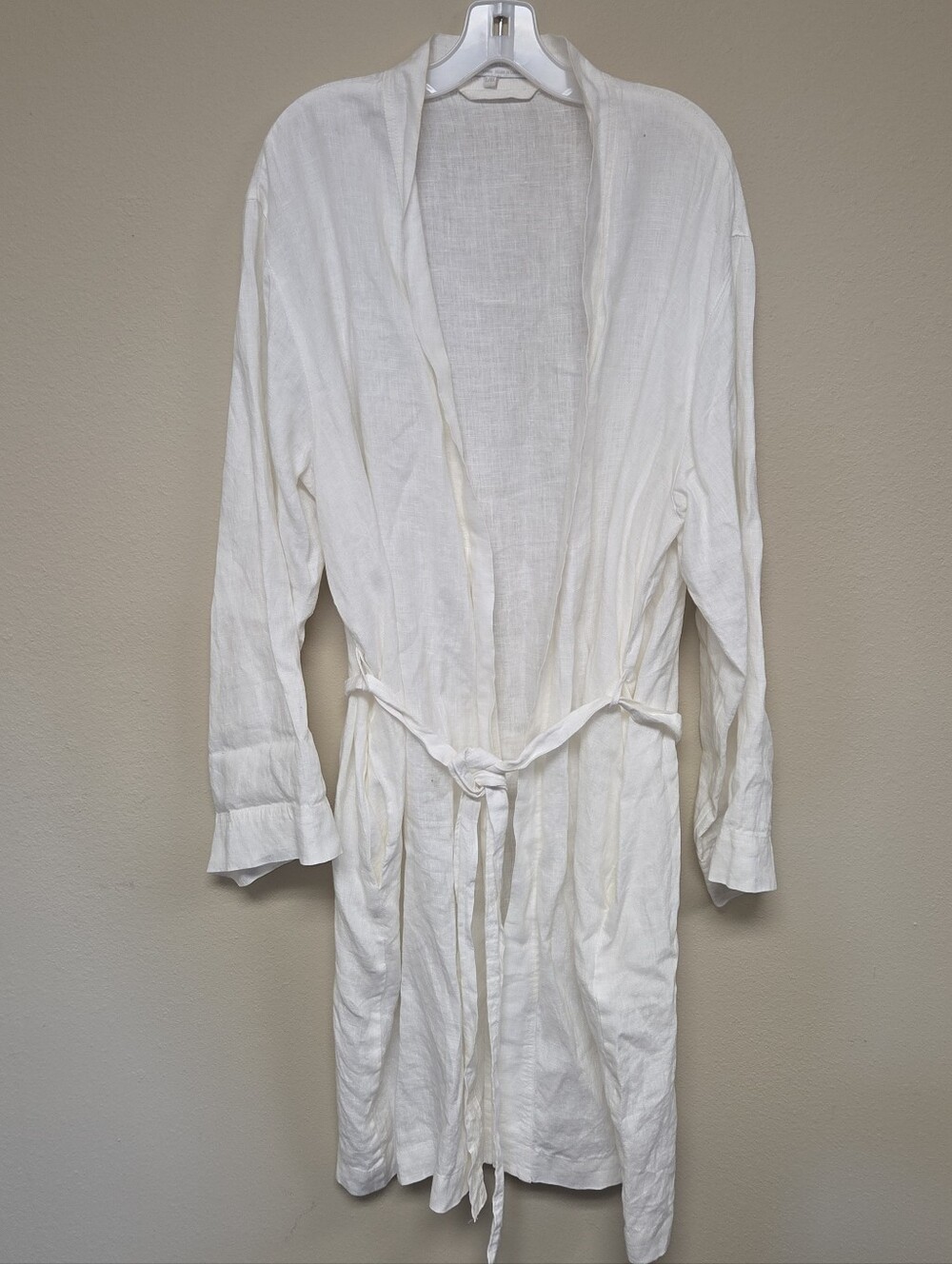 Crown Linen Designs Luxury White Linen Robe L - XL